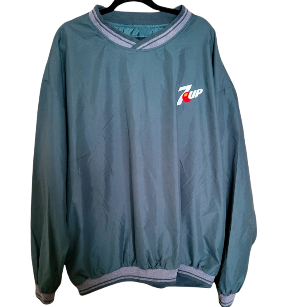 North End 7up All Climate Wear Gray Pullover Lined Windbreaker Sz XXL.